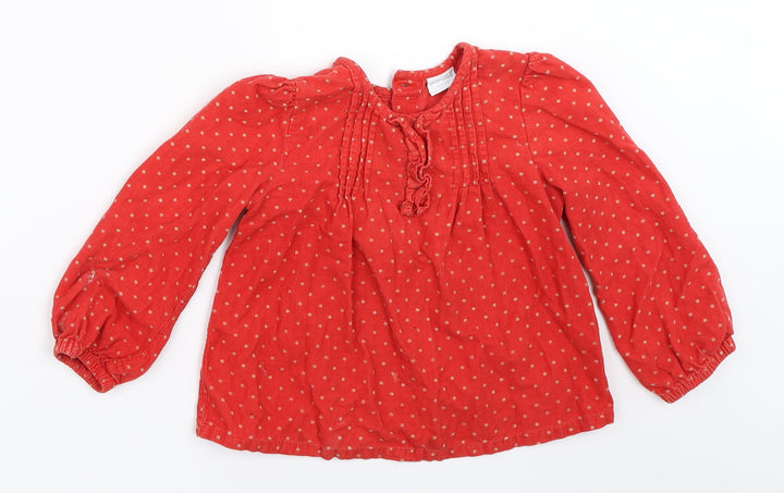 Mini Club Girls Red Polka Dot Basic Blouse Size 3-4 Years