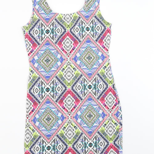 New Look Womens White Geometric  Bodycon  Size 10