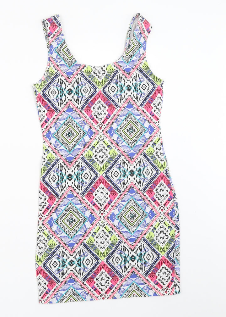 New Look Womens White Geometric  Bodycon  Size 10