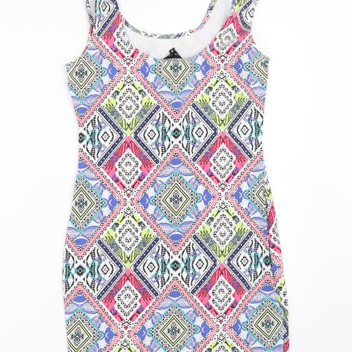 New Look Womens White Geometric  Bodycon  Size 10