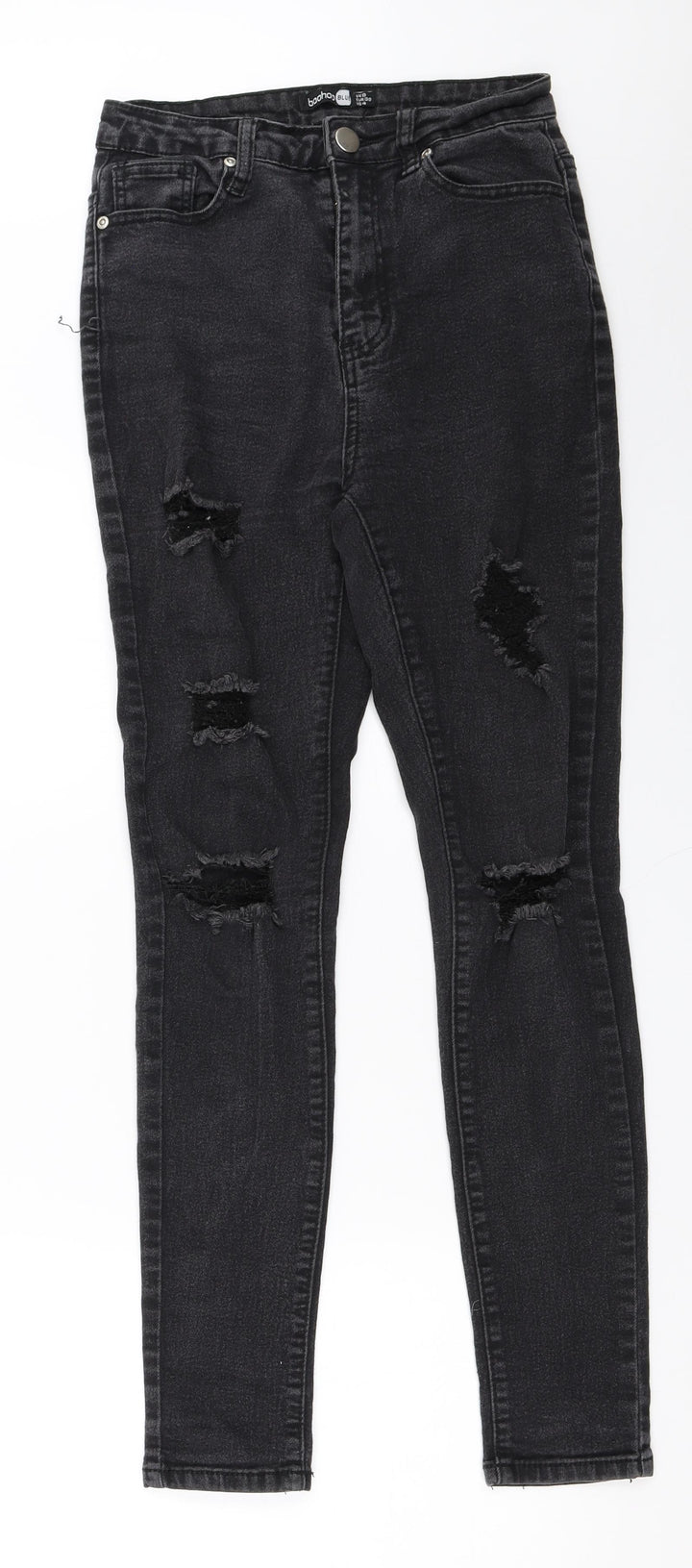 Boohoo Womens Black Denim Skinny Jeans Size 8 L28 in