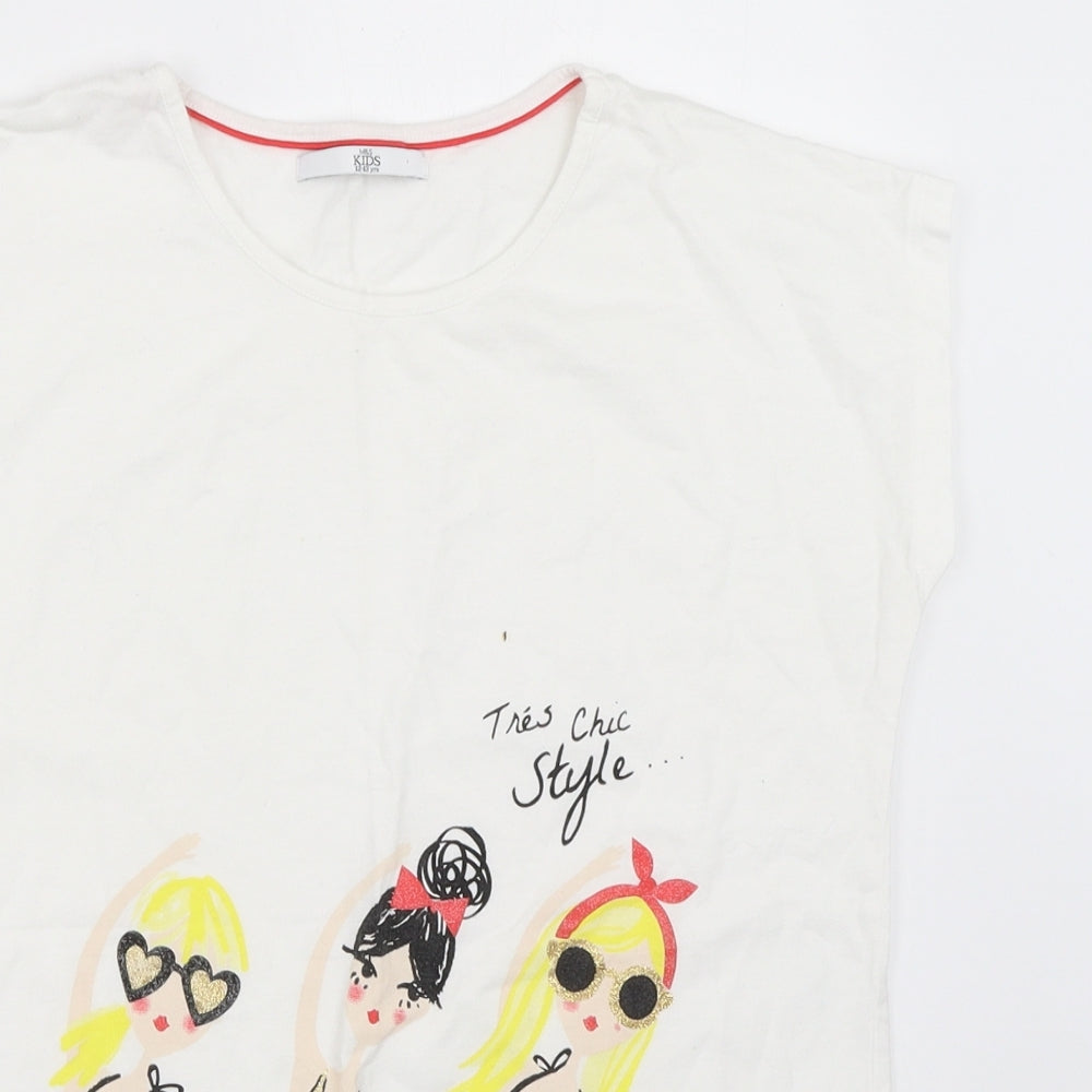 Marks and Spencer Girls White   Basic T-Shirt Size 12-13 Years