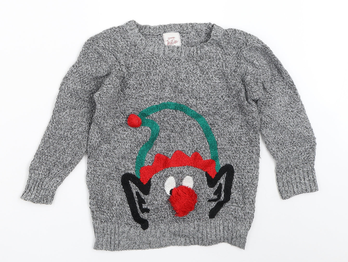 George Boys Grey   Pullover Jumper Size 5-6 Years  - christmas