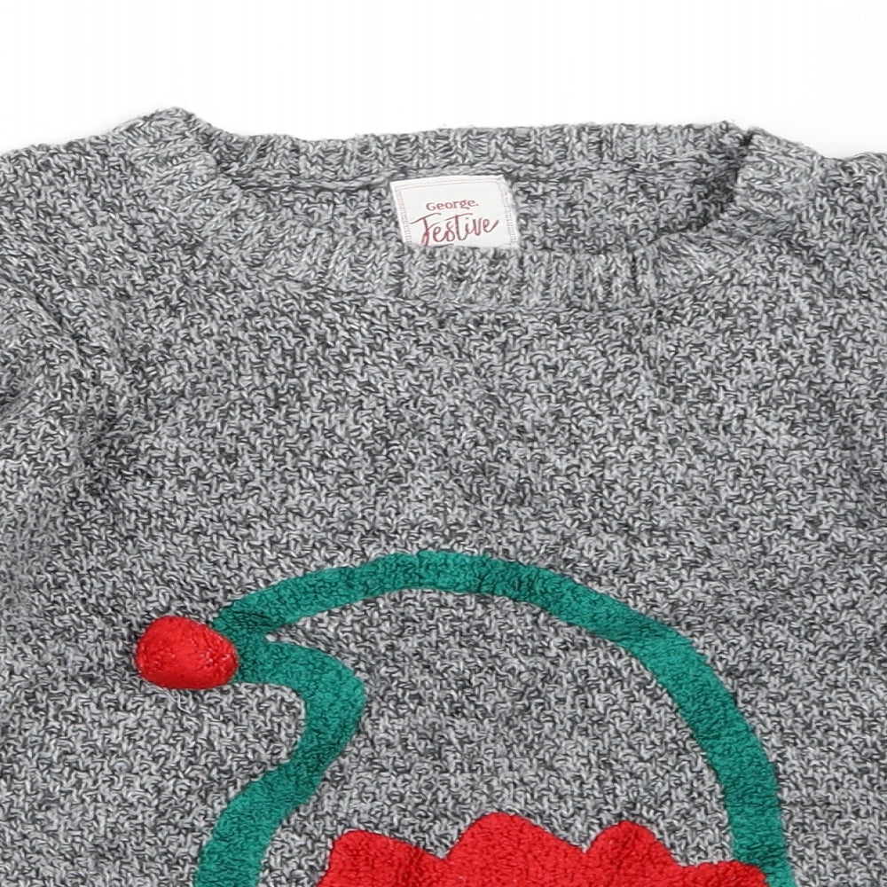 George Boys Grey   Pullover Jumper Size 5-6 Years  - christmas