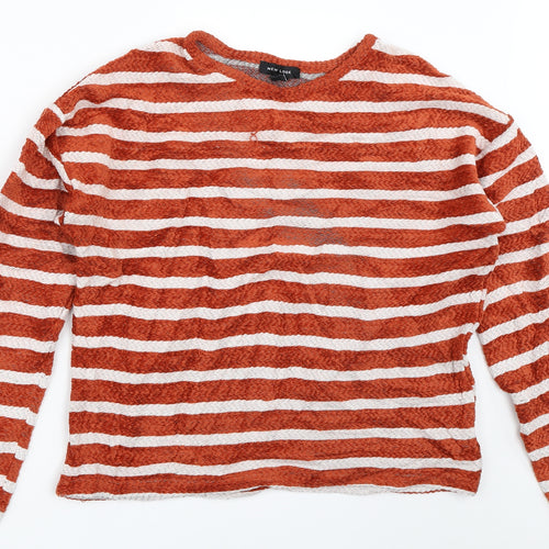 New Look Womens Orange Striped  Pullover Jumper Size M