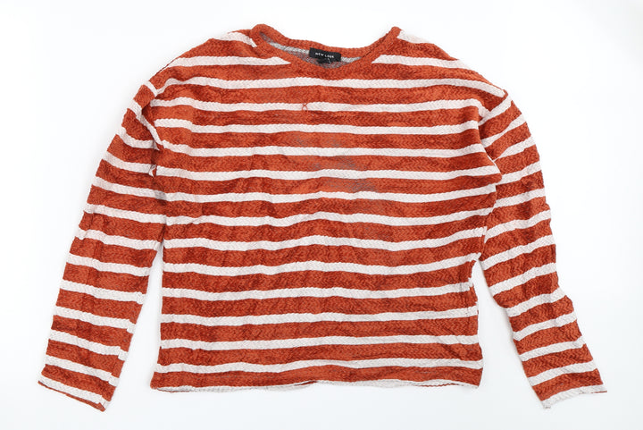 New Look Womens Orange Striped  Pullover Jumper Size M
