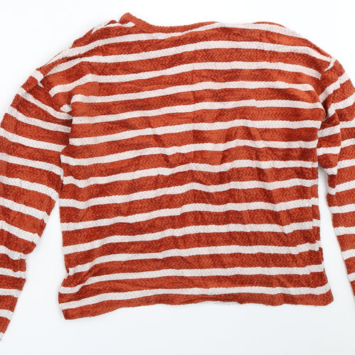 New Look Womens Orange Striped  Pullover Jumper Size M
