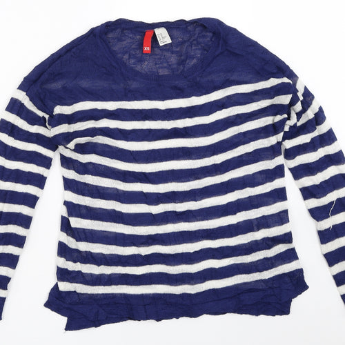 H&M Womens Blue Striped  Pullover Jumper Size XS