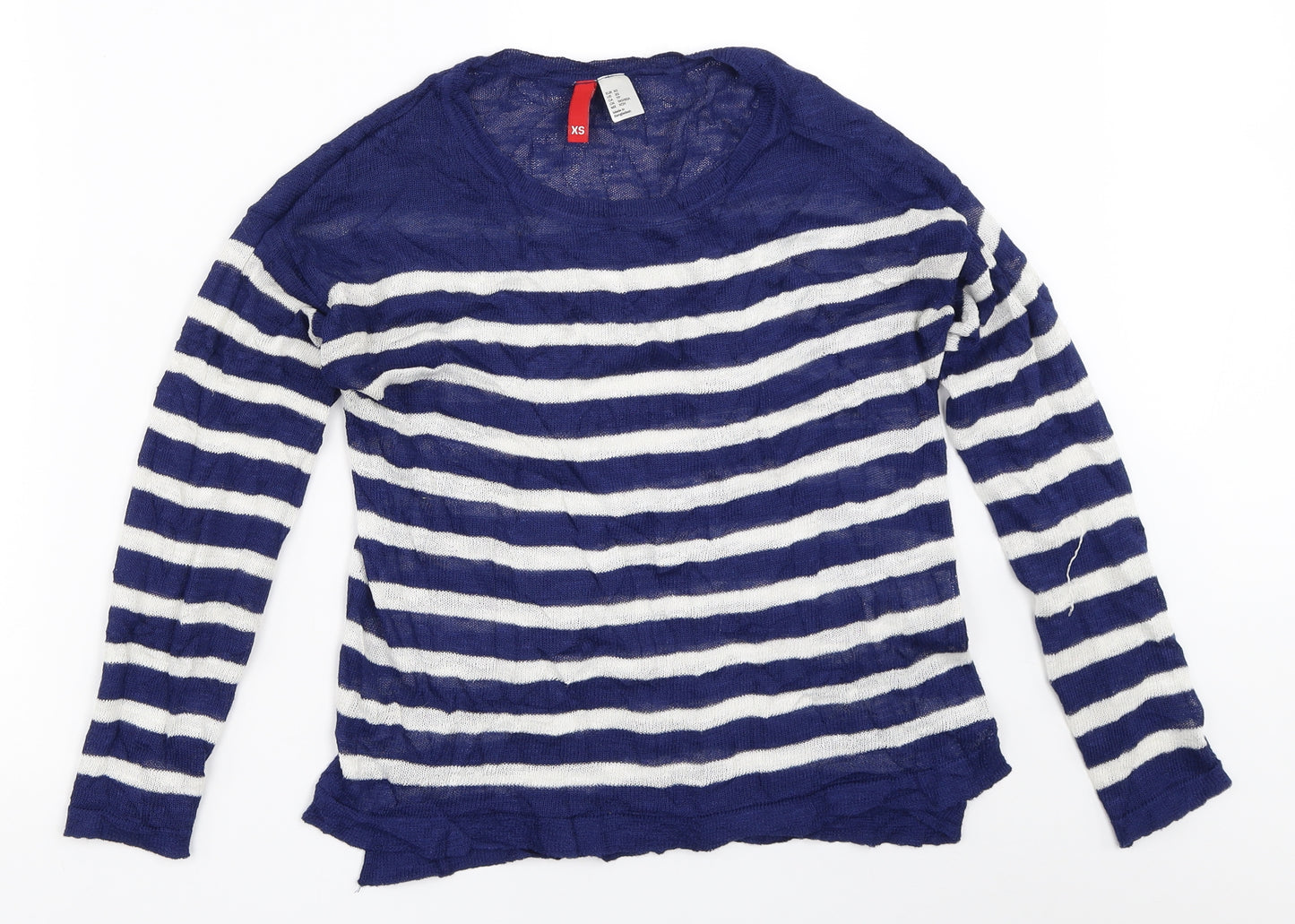 H&M Womens Blue Striped  Pullover Jumper Size XS
