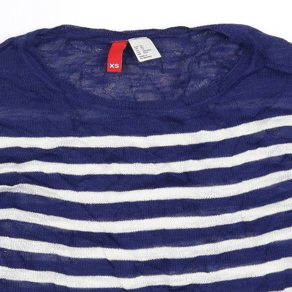 H&M Womens Blue Striped  Pullover Jumper Size XS