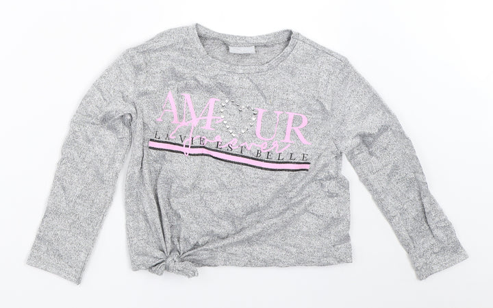 Matalan Girls Silver Pullover Jumper Size 7 Years