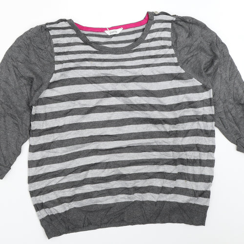 BHS Womens Grey Striped  Pullover Jumper Size 16