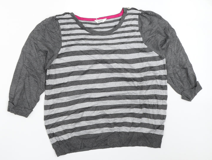 BHS Womens Grey Striped Pullover Jumper Size 16