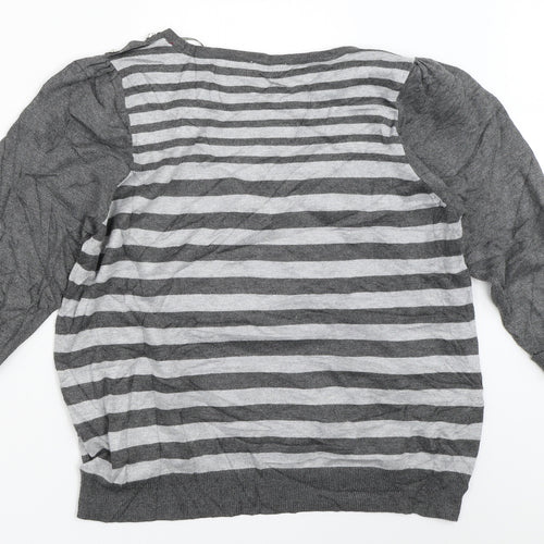 BHS Womens Grey Striped  Pullover Jumper Size 16
