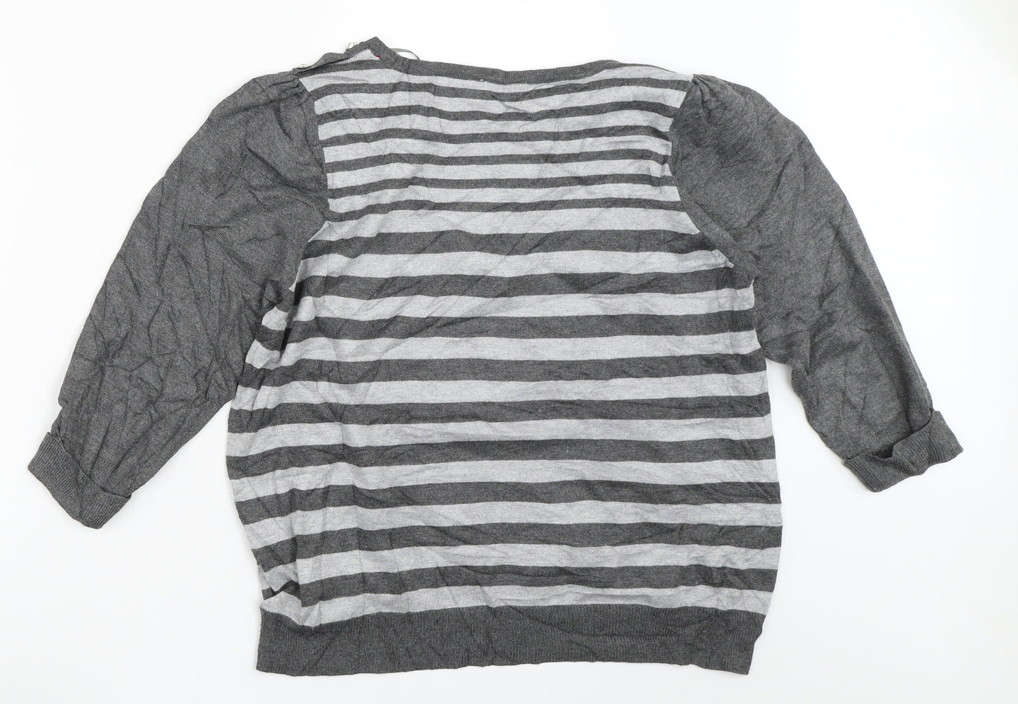 BHS Womens Grey Striped  Pullover Jumper Size 16