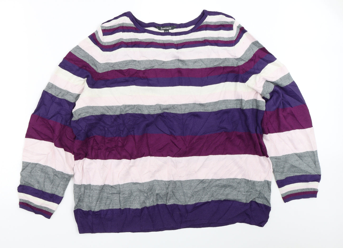 Bonmarché Womens Purple Striped  Pullover Jumper Size 24
