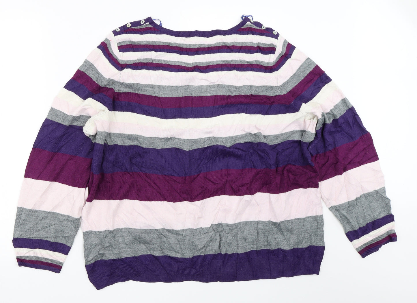 Bonmarché Womens Purple Striped  Pullover Jumper Size 24