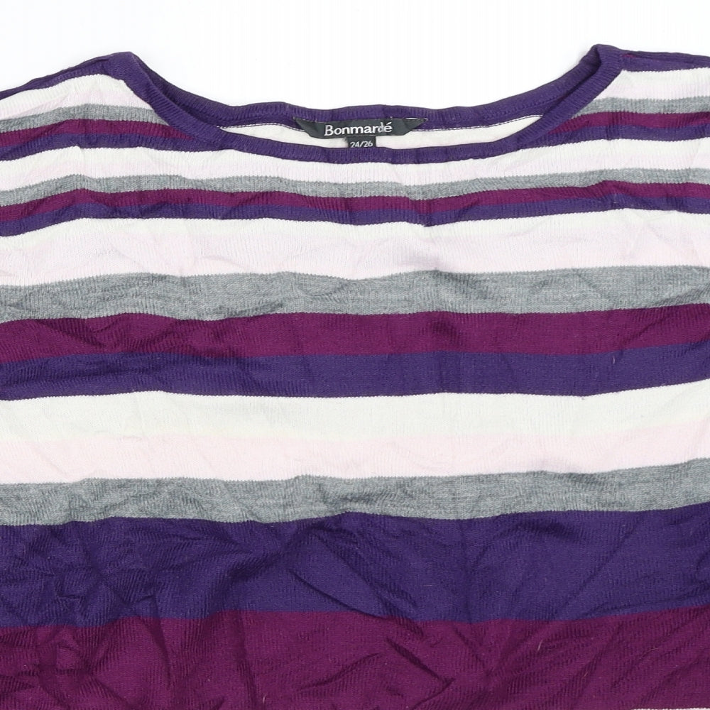 Bonmarché Womens Purple Striped  Pullover Jumper Size 24