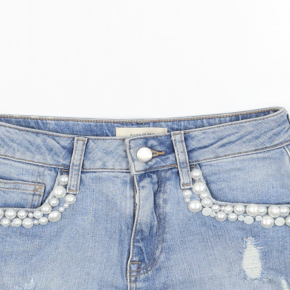 River Island Womens Blue   Cut-Off Shorts Size 8