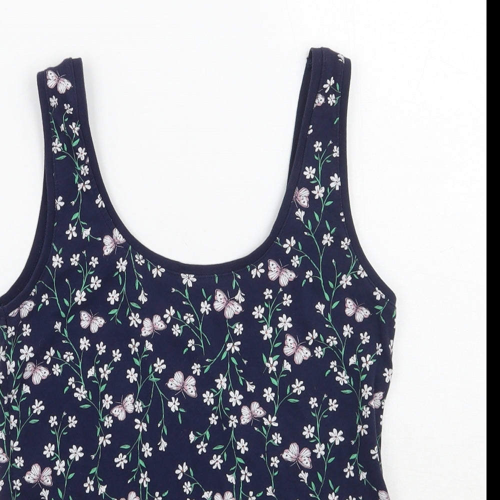 F&F Womens Blue Floral  Basic Tank Size 10