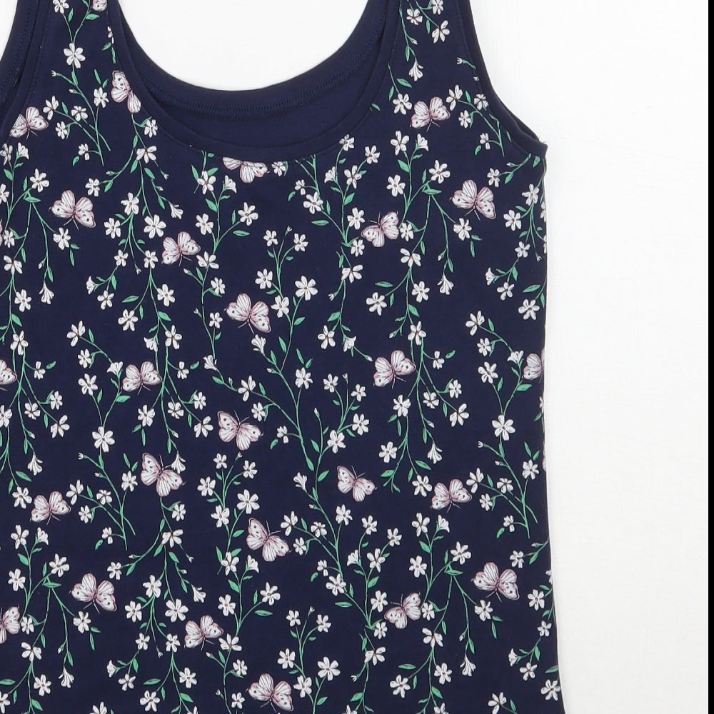 F&F Womens Blue Floral  Basic Tank Size 10