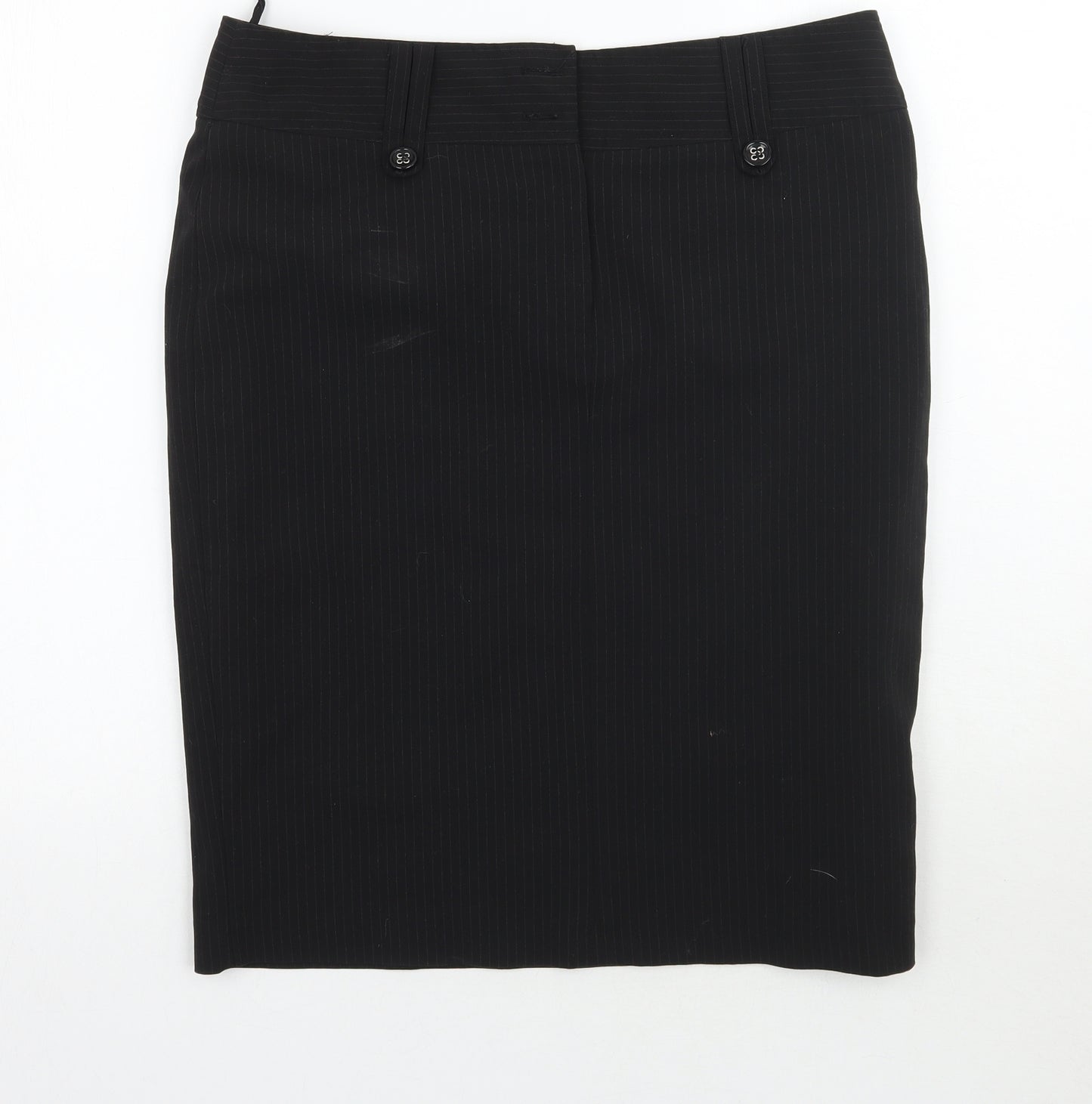 Preworn Womens Black Striped Rayon A-Line Skirt Size 12