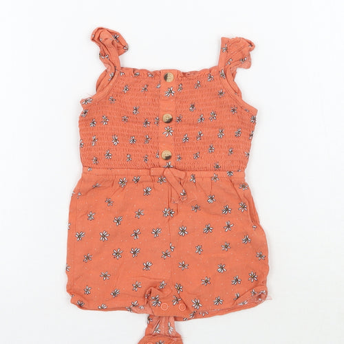 Primark Girls Orange Floral  Babygrow One-Piece Size 0-3 Months