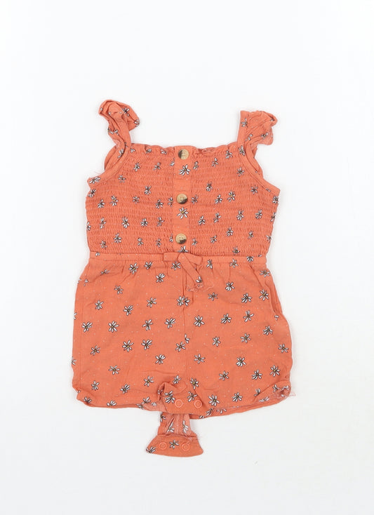 Primark Girls Orange Floral  Babygrow One-Piece Size 0-3 Months