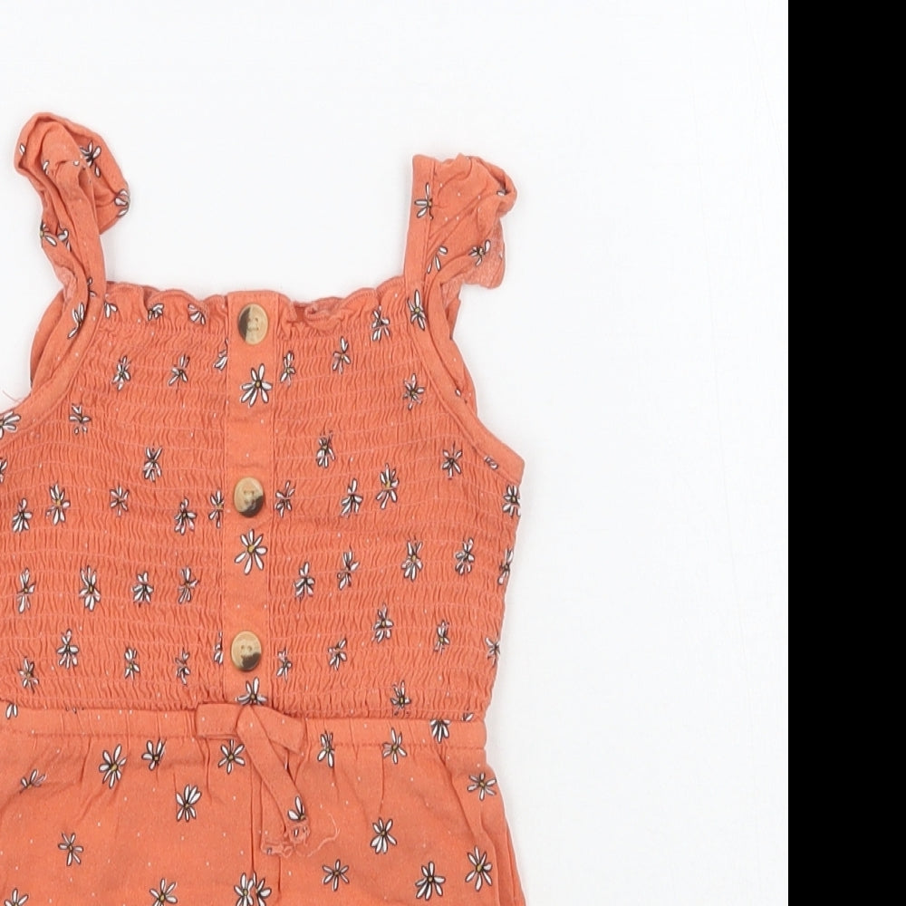 Primark Girls Orange Floral  Babygrow One-Piece Size 0-3 Months