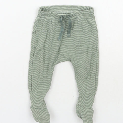 George Boys Green Striped  Sweatpants Trousers Size 0-3 Months