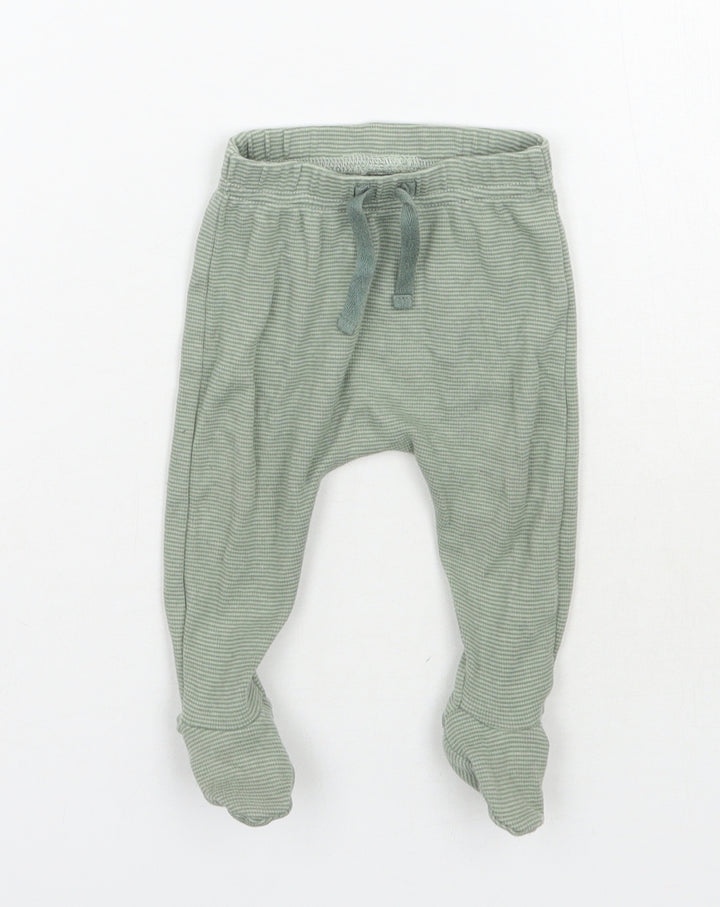 George Boys Green Striped  Sweatpants Trousers Size 0-3 Months