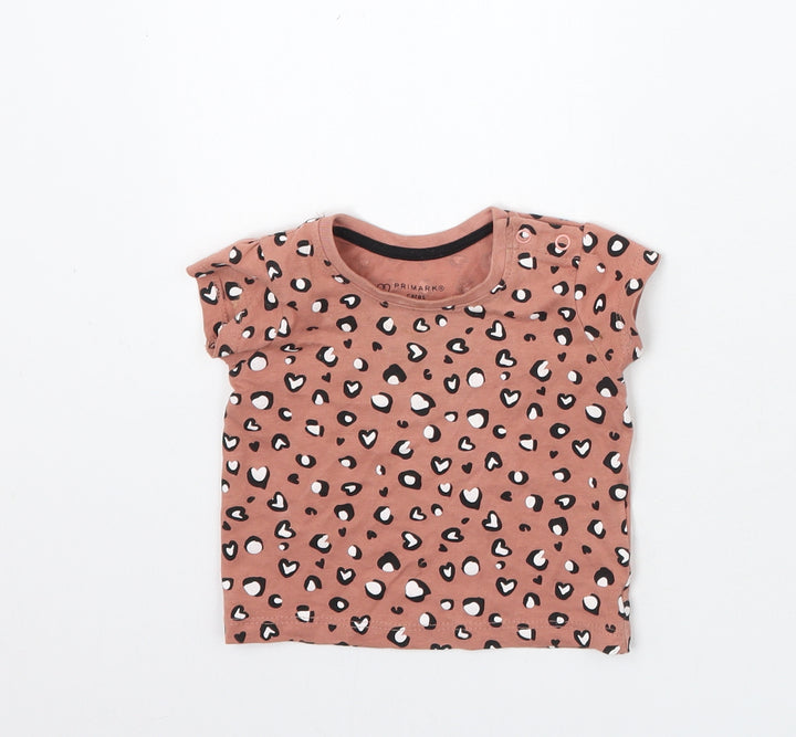 Primark Girls Pink Animal Print  Basic T-Shirt Size 0-3 Months