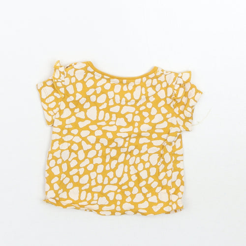 Primark Girls Yellow Animal Print  Basic T-Shirt Size 0-3 Months