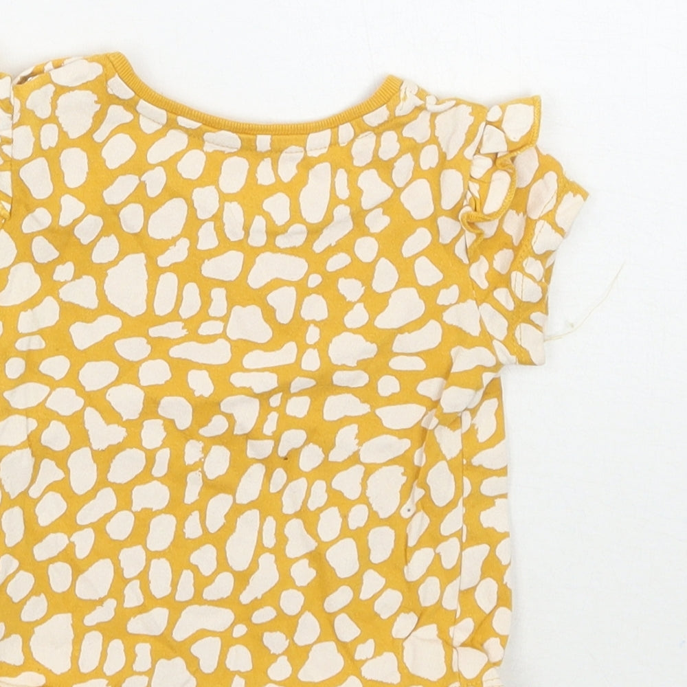 Primark Girls Yellow Animal Print  Basic T-Shirt Size 0-3 Months