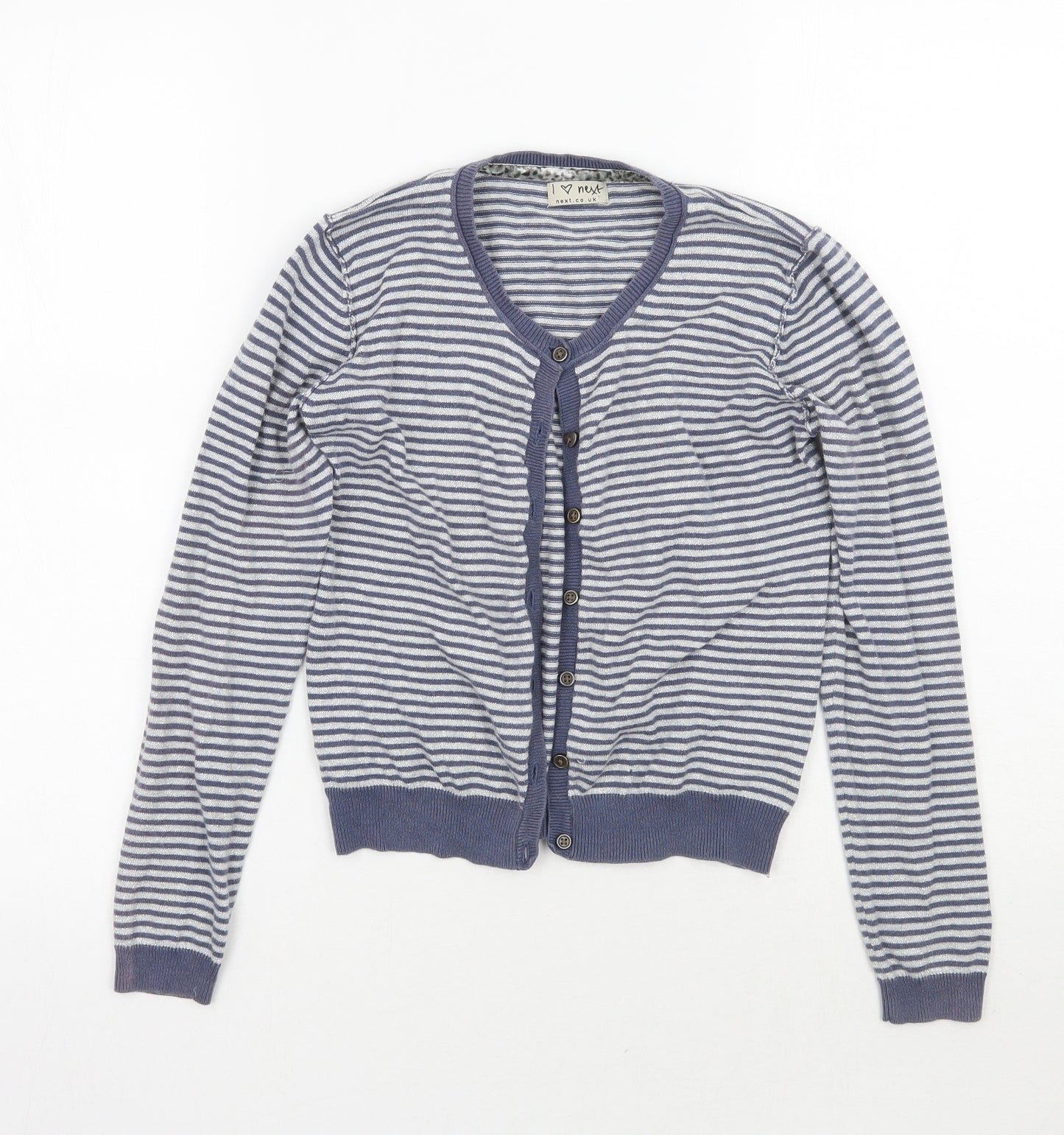 NEXT Girls Blue Striped  Cardigan Jumper Size 11 Years