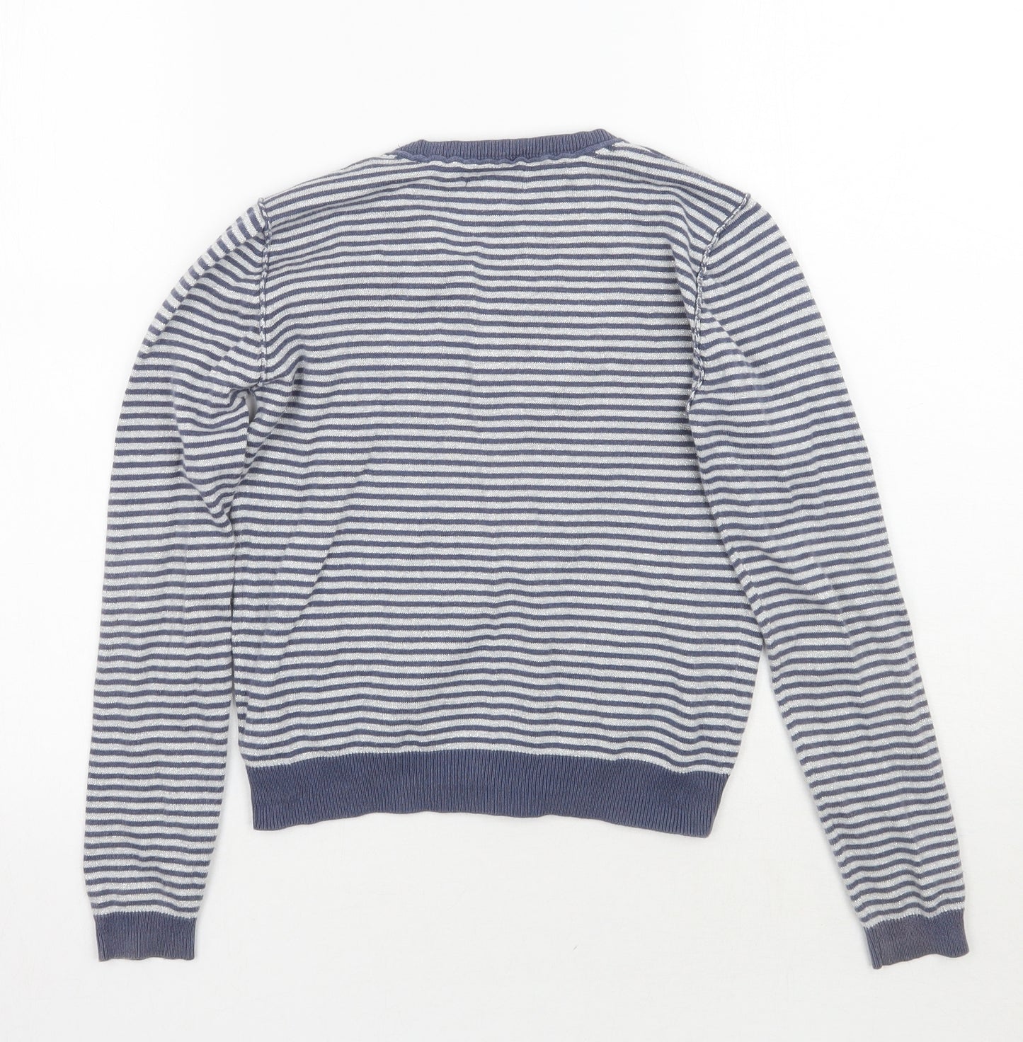 NEXT Girls Blue Striped  Cardigan Jumper Size 11 Years