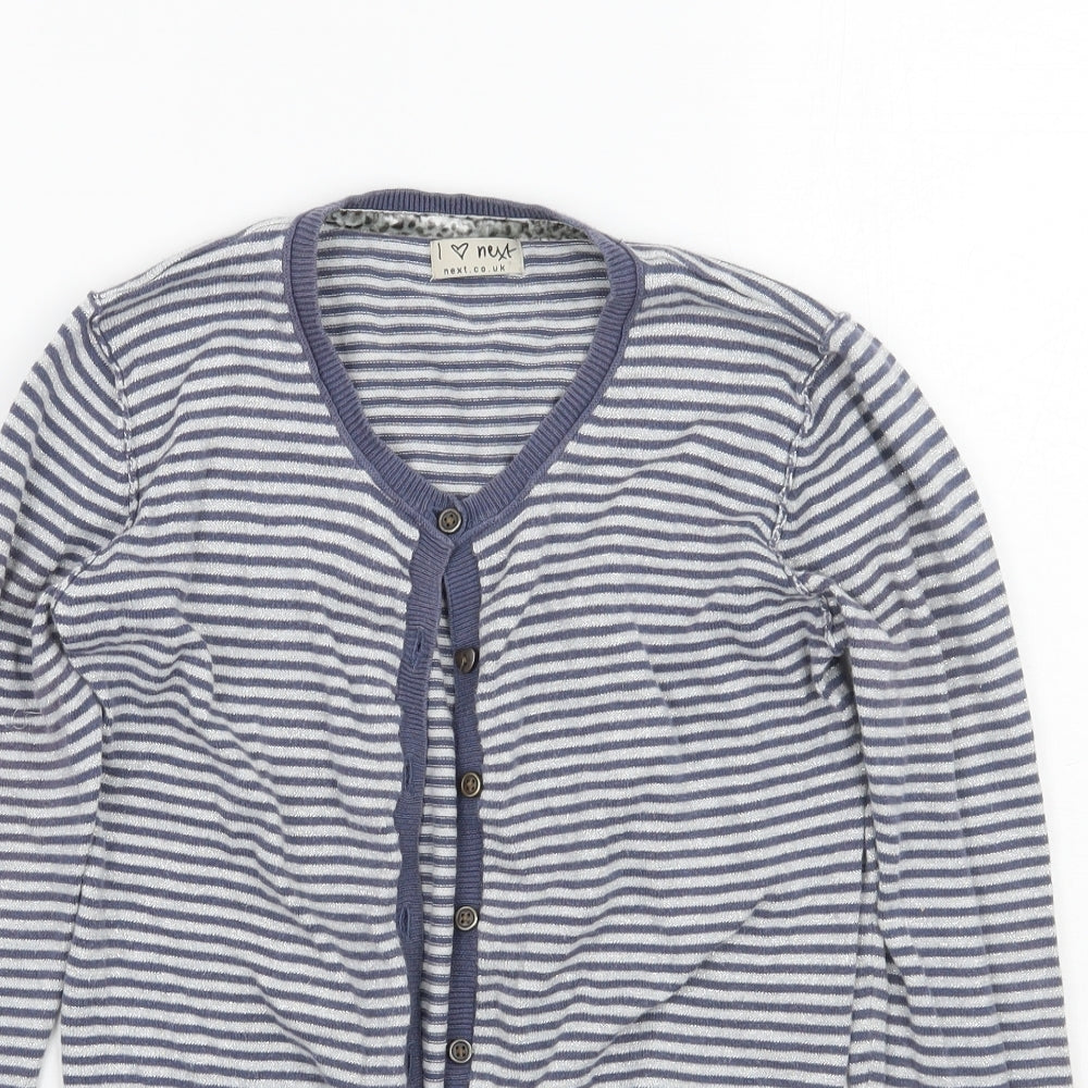 NEXT Girls Blue Striped  Cardigan Jumper Size 11 Years