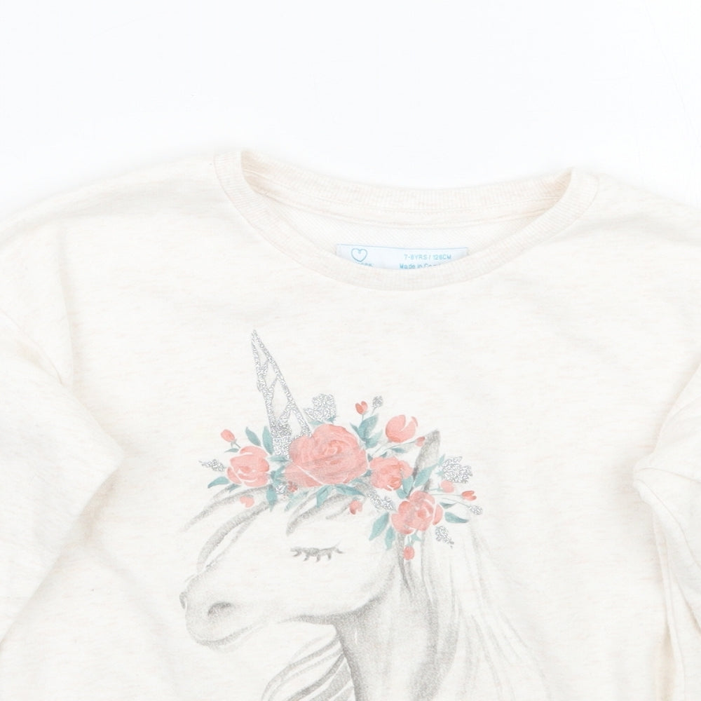 Primark Girls Ivory Floral  Pullover Jumper Size 7-8 Years