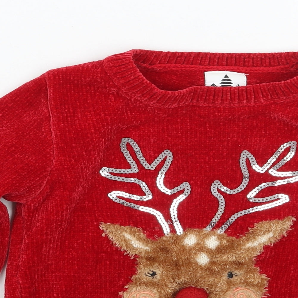 George Girls Red   Pullover Jumper Size 3-4 Years
