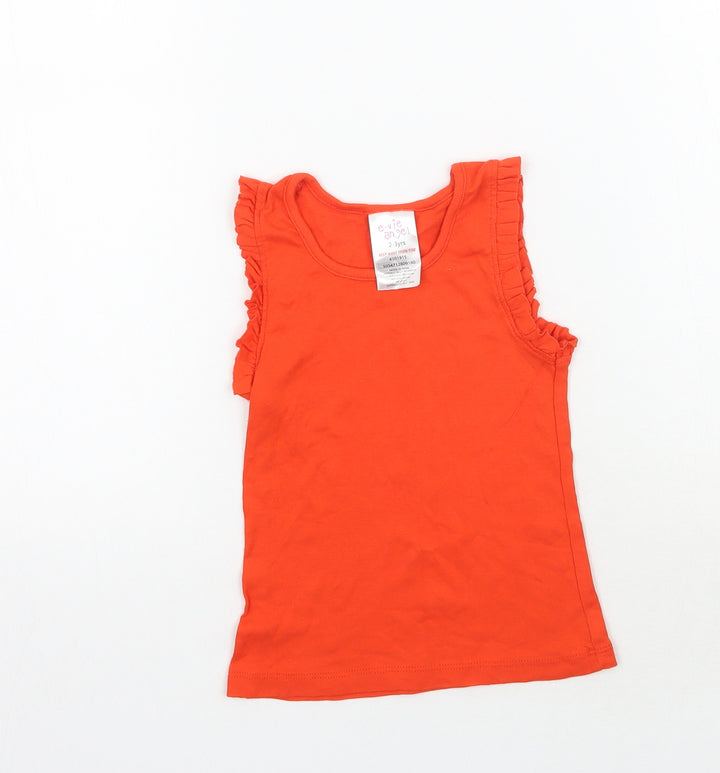 Evie Girls Orange   Basic Tank Size 2-3 Years