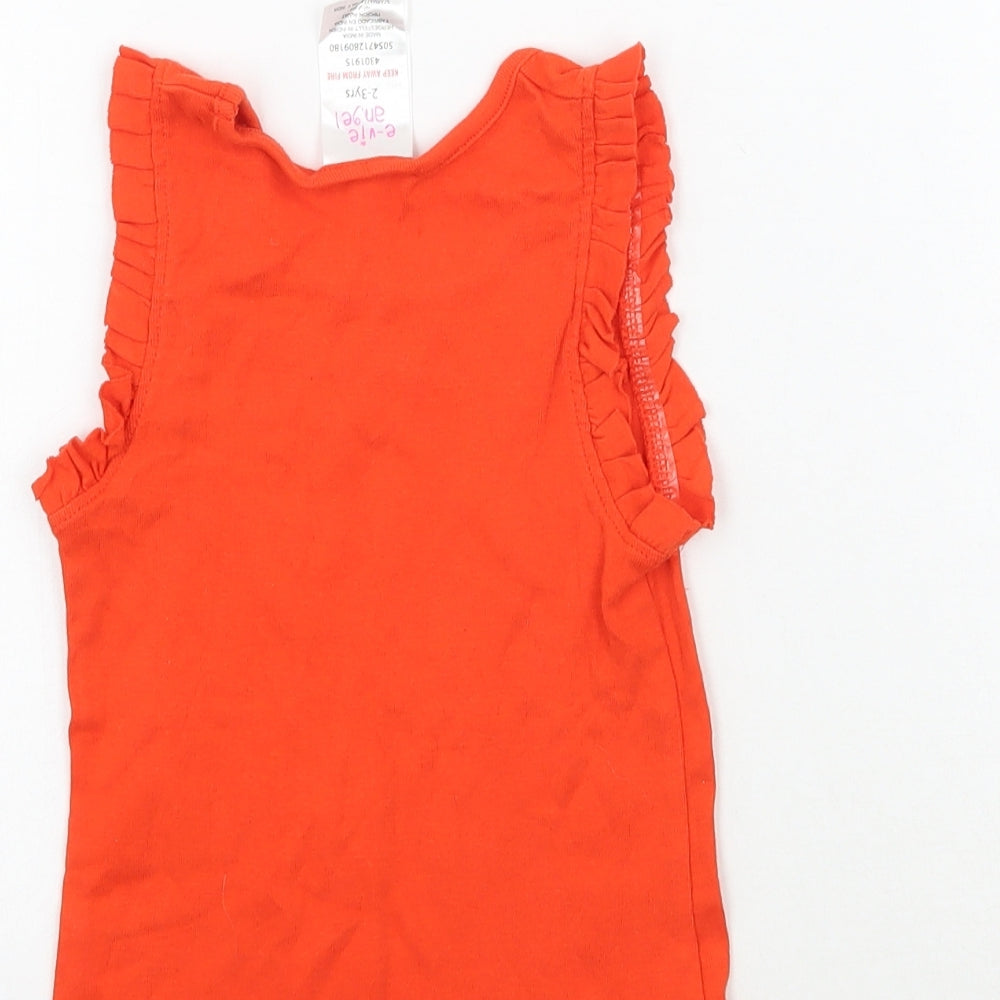Evie Girls Orange   Basic Tank Size 2-3 Years