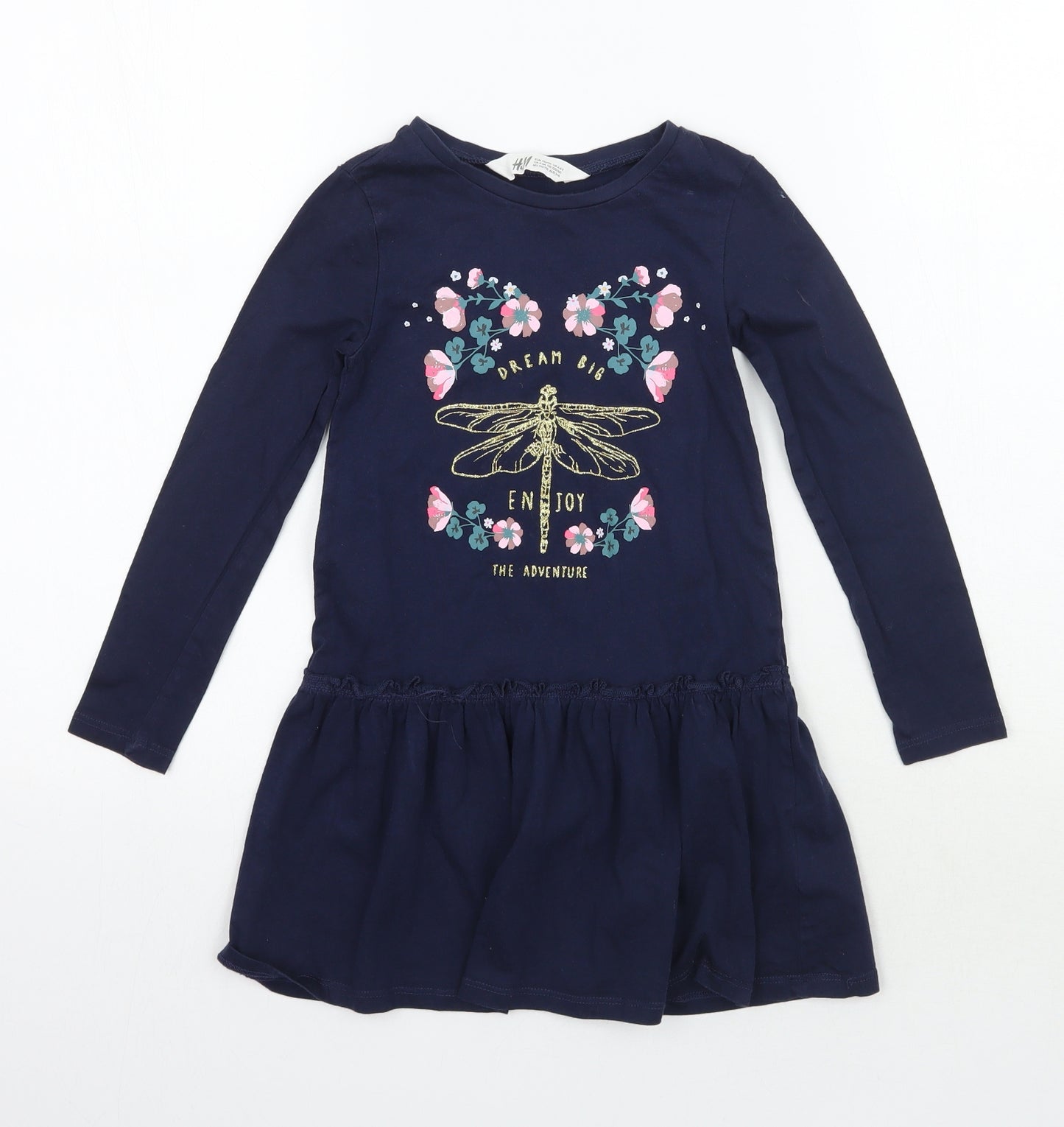 H&M Girls Blue Floral  A-Line  Size 5 Years