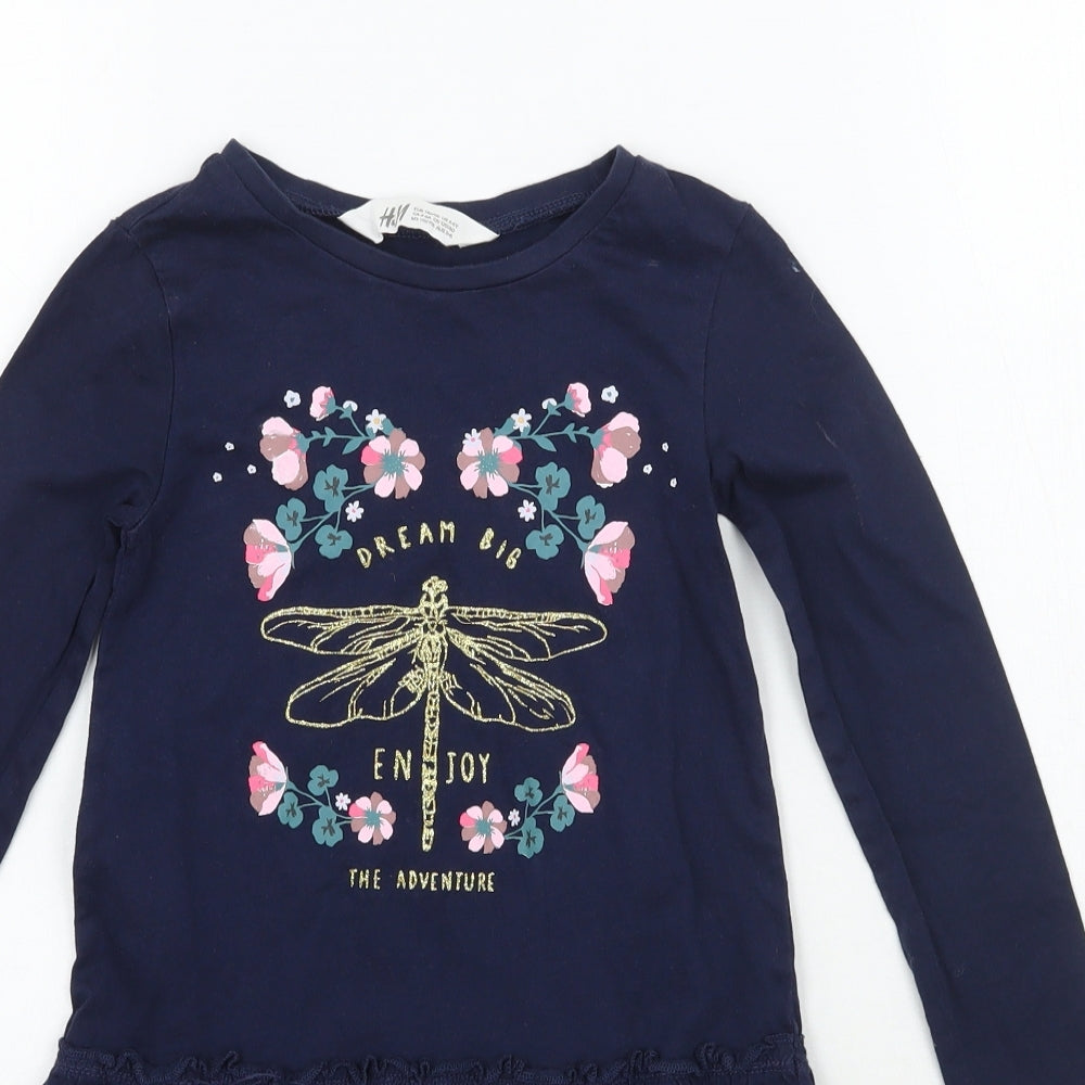 H&M Girls Blue Floral  A-Line  Size 5 Years