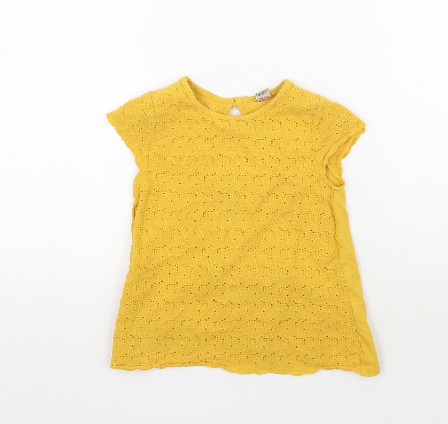 TU Girls Yellow Floral  Basic T-Shirt Size 4-5 Years