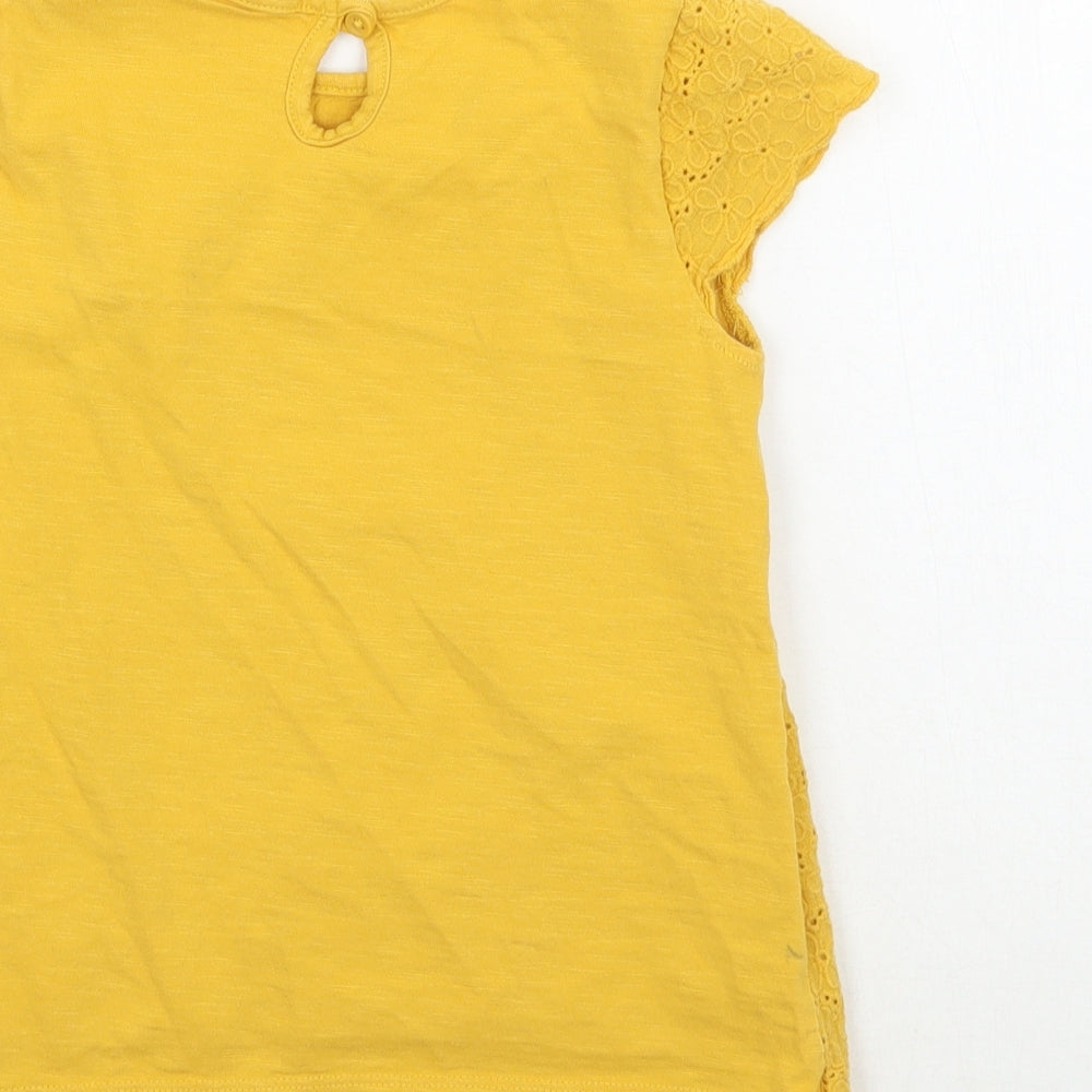 TU Girls Yellow Floral  Basic T-Shirt Size 4-5 Years