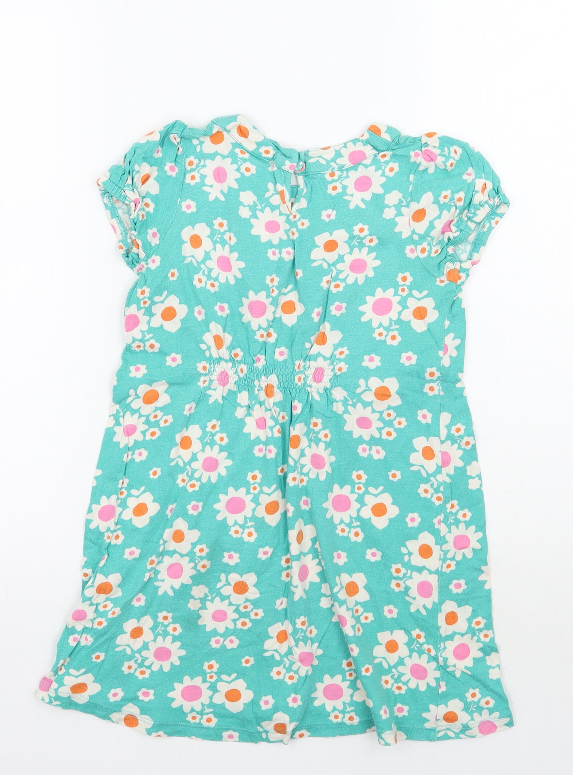 Mini Boden Girls Green Floral Ramie A-Line  Size 5-6 Years