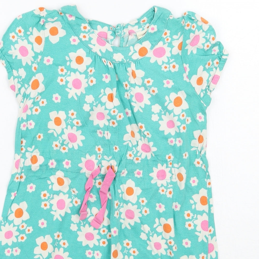 Mini Boden Girls Green Floral Ramie A-Line  Size 5-6 Years