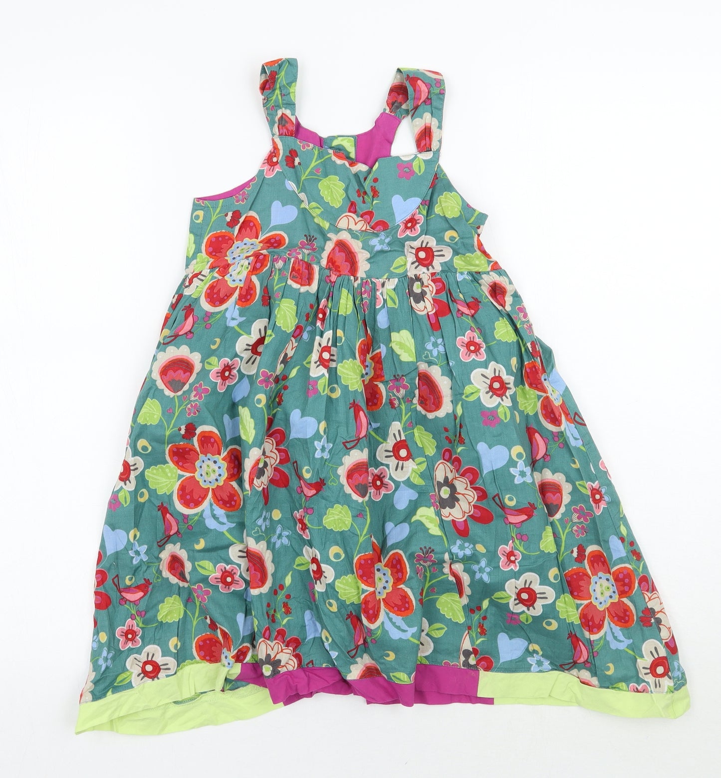 Marks and Spencer Girls Green Floral  A-Line  Size 4-5 Years