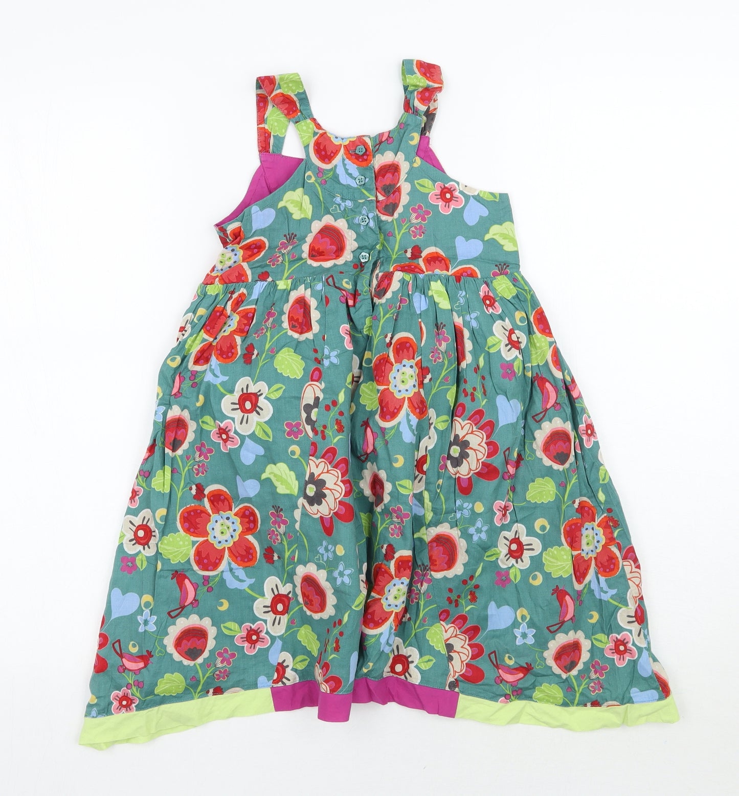 Marks and Spencer Girls Green Floral  A-Line  Size 4-5 Years