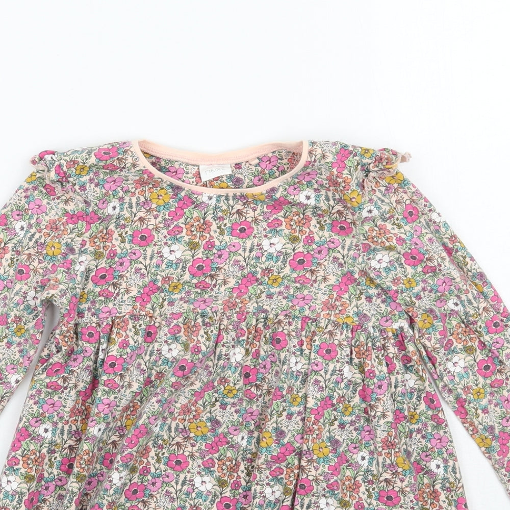 NEXT Girls Beige Floral  Basic T-Shirt Size 4-5 Years